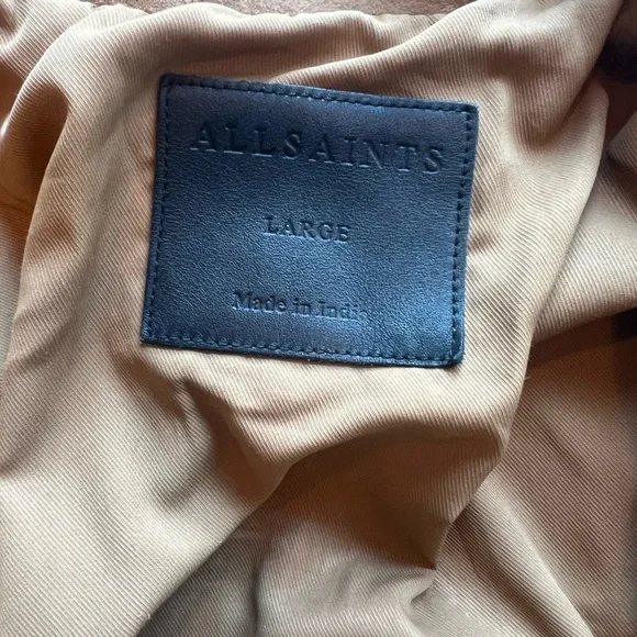 All Saints Light Brown Suede Jacket - Picture 3 of 7